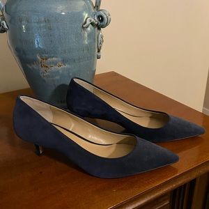 Ann Taylor Navy Blue Suede Kitten Heels
